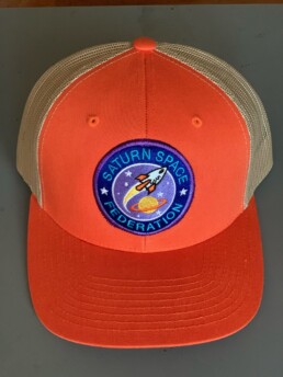 saturn space federation, trucker hat, kwes / be-!593 orange / tan